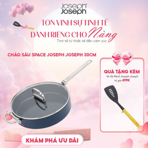 Chảo Saute Joseph Joseph Space 28 cm (3.8 Lít) – Chống Dính Ceramic Có Nắp – Tay Cầm Gập SwingLock – 010633