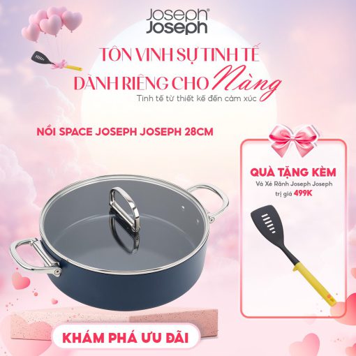 Chảo Saute Joseph Joseph Space 28 cm (3.8 QT) – Chống Dính Ceramic Có Nắp – 010695