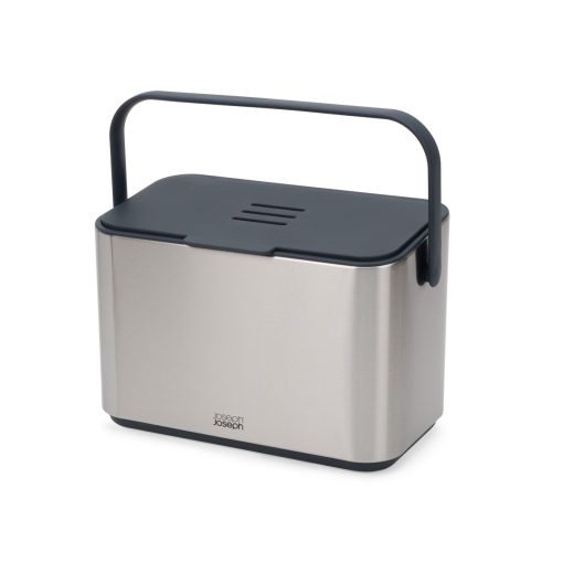 Thùng Rác Thực Phẩm Joseph Joseph Collect™ 4L – Thép Không Gỉ, Màu Xám